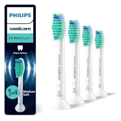 Afbeelding van Philips Sonicare ProResults C1 Opzetborstels voor Elektrische Tandenborstel Wit Verpakking van 4 Tandplakverwijdering HX6014/87