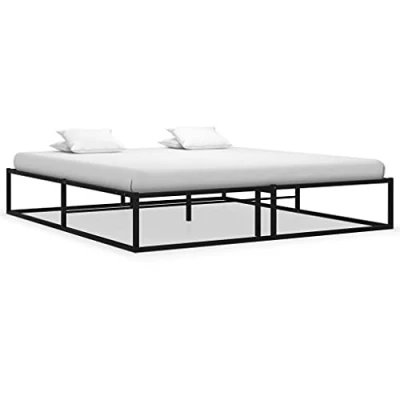 Image de vidaXL Cadre de lit sans matelas et tête noir 160x200 cm métal