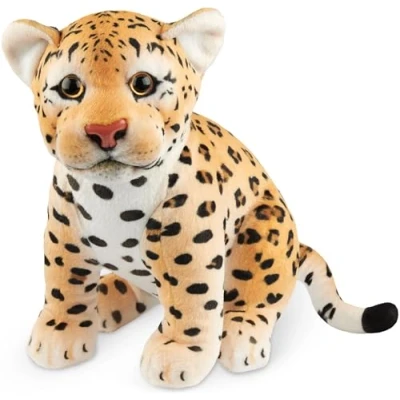 Afbeelding van BRUBAKER Leopard knuffeldier, 30 cm baby pluche dier, roofkat, zittend, speelgoed voor kinderen, bruin