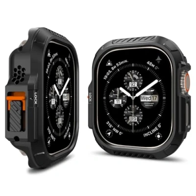 Afbeelding van Spigen Lock Fit beschermhoes met veilig vergrendelingssysteem, compatibel Apple Watch Ultra 2 (2023) / (2022) 49 mm, zwart
