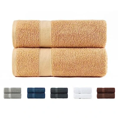 Image de Todocama Lot de 2 Serviettes Douche, 100% Coton 550 g/m², Extra Douces, très absorbantes et à séchage Rapide. Dimensions : 70 x 140 cm, Couleur Beige.