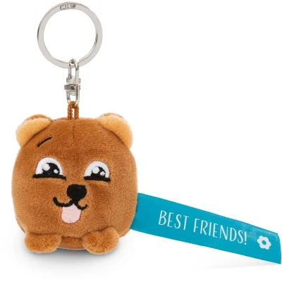 Afbeelding van sleutelhanger &quot;Best Friends! 5cm bruin een trouwe metgezel voor rugzak of tas, groot en klein 62035