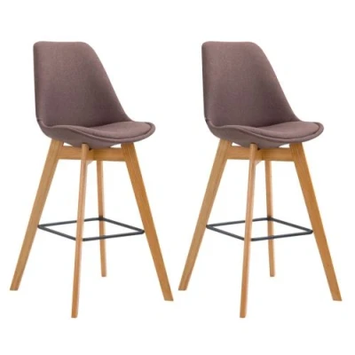 Image de CLP Lot de 2 tabourets bar Metz en tissu , Marron/Nature