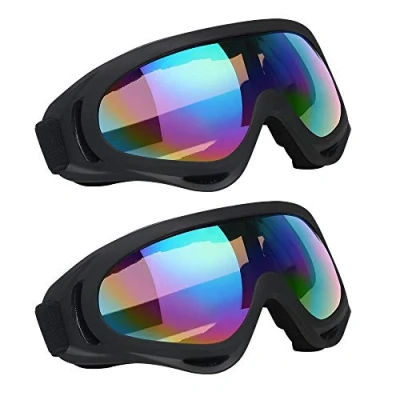 Afbeelding van Vicloon skibril, snowboardmaskers, 2 stuks, sneeuwscooter, motorfiets, bril, bescherming tegen stof, uv bescherming, anti condens, winddicht, voor jongens en meisjes
