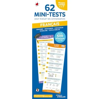 Afbeelding van 62 MINI TESTS POUR EVALUER SES CONNAISSANCES FRANCAIS COLLEG