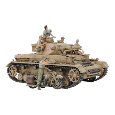 Afbeelding van 1:35 Tamiya 25208 Panzerkampfwagen IV Ausf F &amp; Motorcycle North Africa Plastic Modelbouwpakket