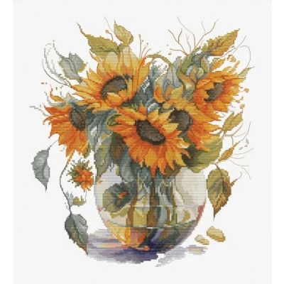 Afbeelding van Luca S Vase with Sunflower borduren (pakket) B7025