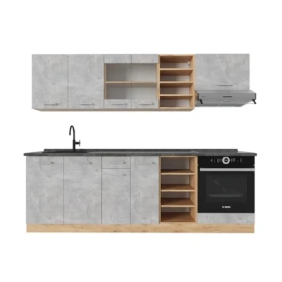 Afbeelding van Vicco Complete keukeneenheid R Line, Beton/gouden eik, 240 cm , WB Antraciet