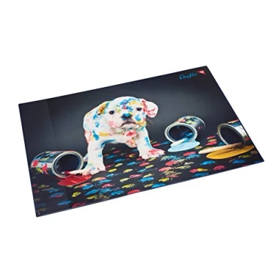 Afbeelding van Läufer 46652 Bureauonderlegger, kleurrijke hond, 53 x 40 cm, antislip onderlegger voor kinderen, verschillende motieven, met transparant zijvak
