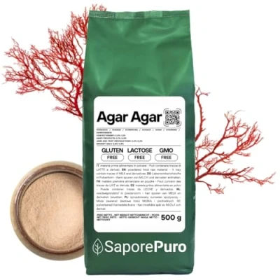 Image de SaporePuro AGAR en poudre 500 gr Gélifiant naturel SANS GLUTEN Idéal pour la cuisine moléculaire, épaississant desserts, confitures, flans et glaces