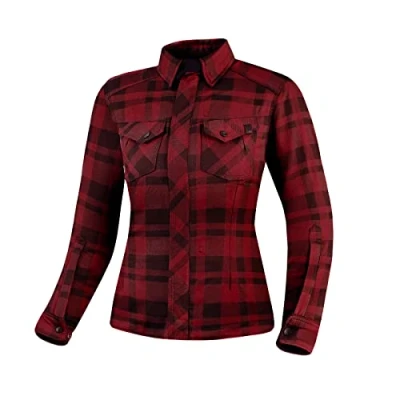 Afbeelding van SHIMA RENEGADE LADY 2 Motorhemd voor dames, flanellen motorjas, FiberQL, Aramide en koellaag, CE bescherming, ritssluiting (rood, L)