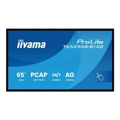 Image de iiyama ProLite T6529AS B1AG Classe de diagonale 65&quot; (64.5&quot; visualisable) écran LCD rétro éclairé par LED signalisation numérique avec tactile (multi touches) 4K UHD (2160p) 3840 x 2160 DEL façade noir (cadre), finition matte