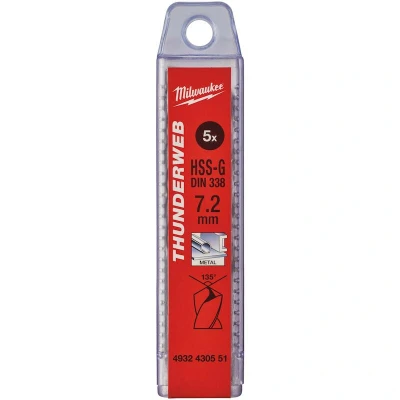 Afbeelding van MILWAUKEE 4932430551 THUNDERWEB metaalboor DIN 338 TW 7,2x109mm (5 st.)