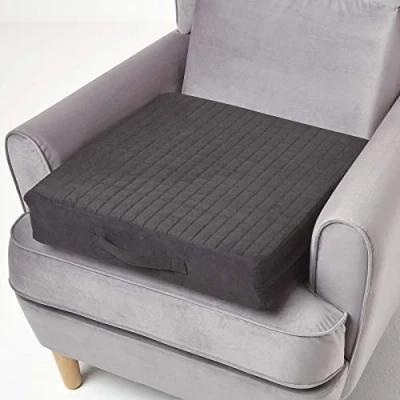 Afbeelding van Homescapes Orthopedisch fauteuilzitkussen van kunstsuède in zwart, 50 x 10 cm