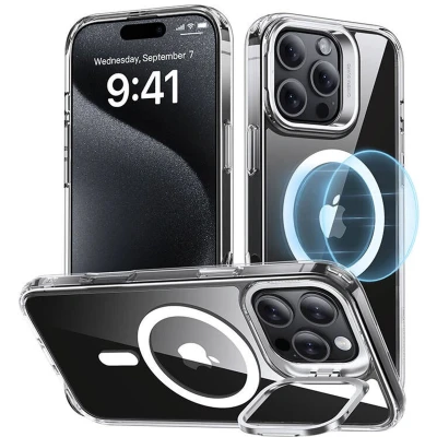 Afbeelding van ESR Hoesje Geschikt voor Apple iPhone 16 Pro Max Classic Hybrid HaloLock Compatibel met MagSafe en Back Cover Standaard Camera Kickstand Transparant