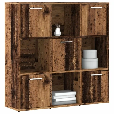 Afbeelding van Boekenkast 90x28x90 cm bewerkt hout oud houtkleurig