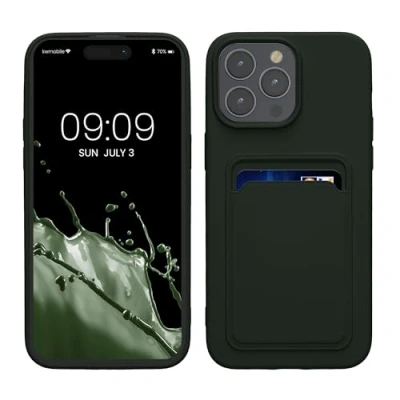 Afbeelding van kwmobile telefoonhoesje geschikt voor iPhone 15 Pro Max Hoesje met pasjeshouder TPU case in donkergroen