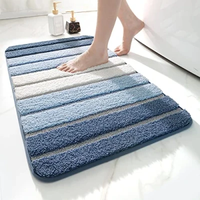 Afbeelding van DEXI Badmat: antislip, extra zacht, badkamermat, machinewasbaar, waterabsorberend, 50 x 80 cm, blauw