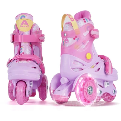 Afbeelding van Apollo Kids My 1st patins à roulettes réglables pour enfants, taille 26 30, filles et garçons, idéaux les débutants, d&#039;entraînement avec double frein