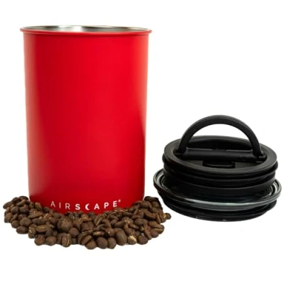 Afbeelding van Airscape Koffiebonen Voorraadpotten Koffie Staal Mat rood 500 gram
