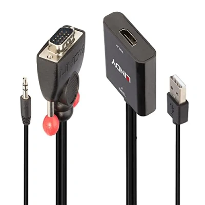 Afbeelding van LINDY VGA Adapter [1x stekker, Jackplug male 3,5 mm 1x HDMI bus, USB 3.2 Gen 1 bus A (USB 3.0)] 38284
