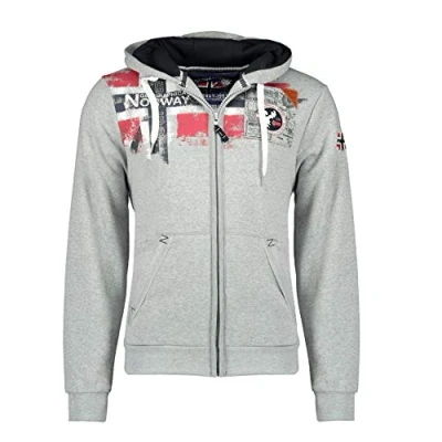 Afbeelding van Geographical Norway Fespote Heren Sweatshirt met capuchon kangoeroezak Warme capuchontrui lange mouwen Herentrui Lente Zomer Herfst Winter, Lichtgrijs