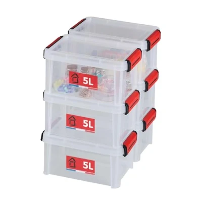 Afbeelding van SUNDIS, Set van 6 versterkte opbergcontainers met clipsluiting, 5 liter.