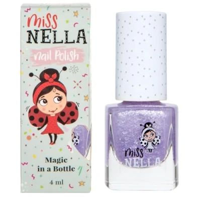 Afbeelding van Miss Nella Sparkly Zebra Vernis à ongles lilas spécial avec des paillettes pour enfants, formule Peel off, base d&#039;eau et sans odeur