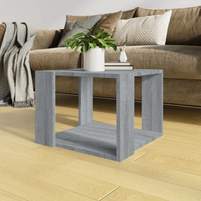 Afbeelding van Salontafel 40x40x30 cm bewerkt hout grijs sonoma eikenkleurig