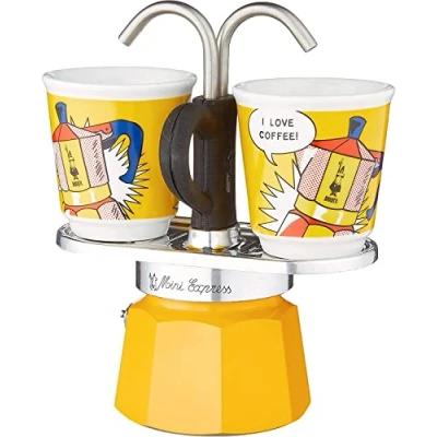 Afbeelding van Bialetti Mini Express Lichtenstein Set met 2 kopjes