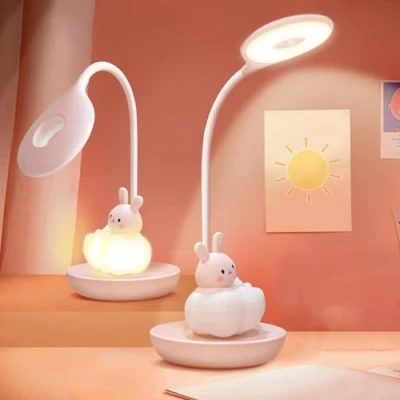 Afbeelding van FemKey Led bureaulamp voor kinderen, oogbescherming, leeslamp, USB oplaadbaar, energiebesparend, bedlampje, touch sensor, tafellamp, cartoon stijl, gel