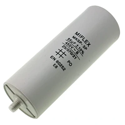 Afbeelding van Aanloopcondensator motorcondensator 55μF 450V 50x119mm stekker M8; Miflex ; 55uF