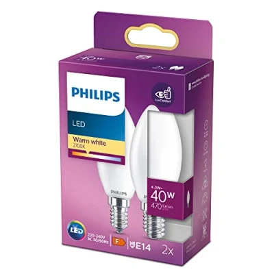 Afbeelding van Philips Lighting 77769200 LED lamp Energielabel F (A G) E14 Kaars 4.3 W = 40 Warmwit (Ø x l) 3.5 cm 9.7 2 stuk(s)