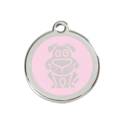 Afbeelding van Dog Pink roestvrijstalen hondenpenning medium/gemiddeld dia. 3 cm RedDingo