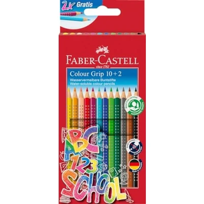 Afbeelding van Faber Castell 201585 Set van 12 onbreekbare in water oplosbare kleurpotloden voor kinderen en volwassenen