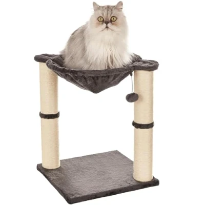 Afbeelding van Krabpaal kattenkrabpaal met hangmat. Grijs. 50x53 cm