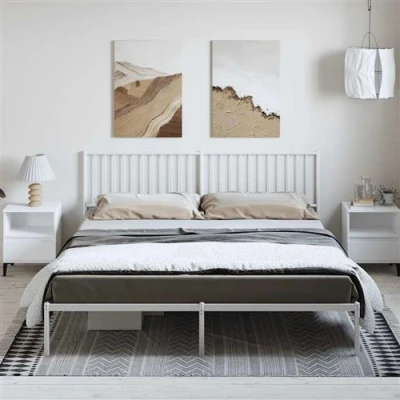 Image de vidaXL Cadre de lit métal sans matelas et tête blanc 183x213 cm