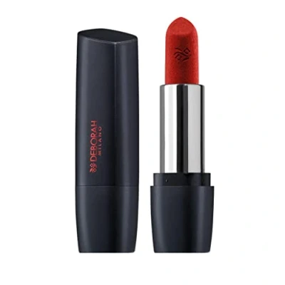 Afbeelding van Deborah Milano Red Mat lipstick nr. 32 Rusty Red, ultra matte finish, langhoudend, met collageen, hyaluronzuur en avocado extract voor gevoede, gehydrateerde, zachte verzorgde lippen