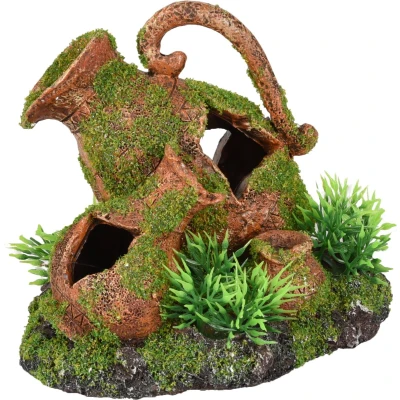 Afbeelding van Aquarium decoratie Moza kruiken + plant 13 x 9 10 cm