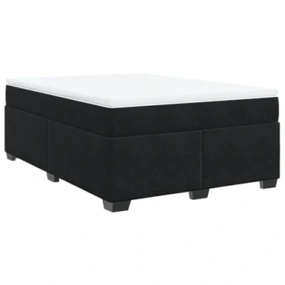 Afbeelding van vidaXL Boxspring met matras fluweel zwart 140x200 cm