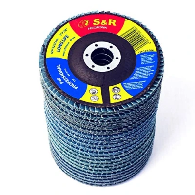 Afbeelding van S&amp;R 20 lamellenschijven 125 schuurmiddelen slijpen roestvrij staal hout metaal 5 x korrel 40/60/80/120. Schuurschijven voor slijpmachine.