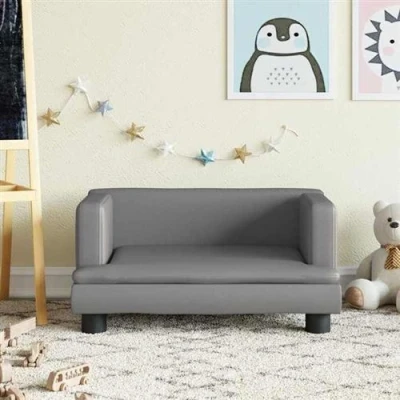 Image de vidaXL Canapé pour enfants gris 60x40x30 cm similicuir3196327