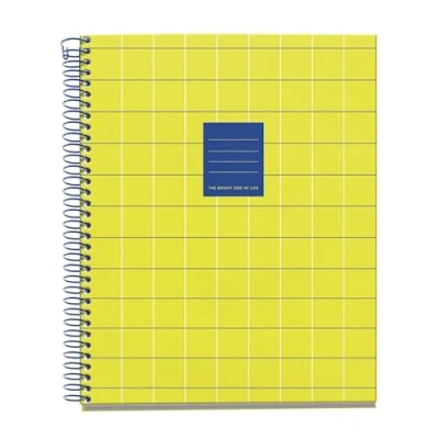 Afbeelding van Miquelrius Notitieboek A5 (148 x 210 mm), 100 vellen geruit 70 g/m², hardkartonnen omslag, 4 gekleurde strepen, spiraalbinding, 2 gaten, notitieboek, mooi schrijfwaren, geel helder