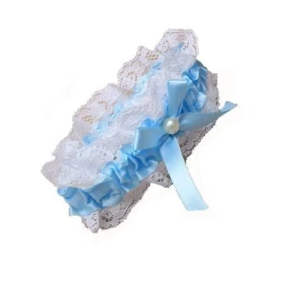 Afbeelding van Kousenband wit met blauw
