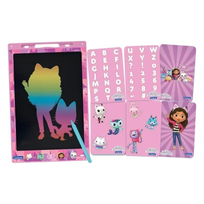 Afbeelding van Lexibook, Gabby en het magische huis, leisteen, artistiek creatief speelgoed voor meisjes jongens, kleurrijke tekeningen, 28 cm display, inclusief 1 pen 6 sjablonen, roze, CRT10GDH