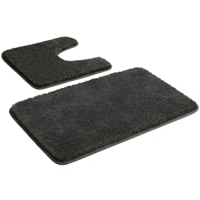Afbeelding van Myting Set van 2 antislip en wasbare badmatten zachte microvezel, grijs, 50 x 80 + cm