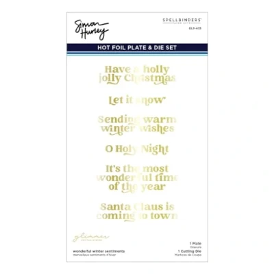 Afbeelding van Spellbinders Wonderful Winter Sentiments Glimmer Hot Foil Plate &amp; Die Set (GLP 433)