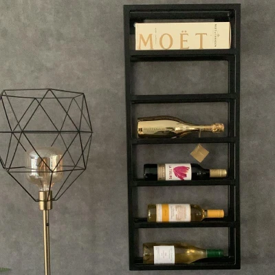 Afbeelding van Wijnrek Muur Cat Zwart Staal