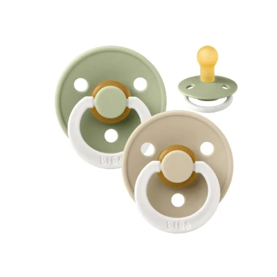 Afbeelding van BIBS Fopspeen Round Glow Sage/Vanilla 0 6mnd 2st