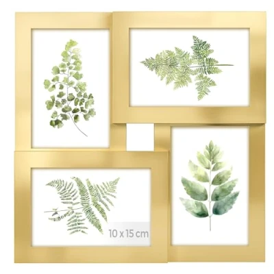 Afbeelding van SONGMICS Collage fotolijsten 4 10 x 15 cm voor wandcollage wanddecoratie lichtgoud RPF025A01